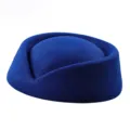 Elegant royal blue wool felt pillbox hat for women stewardess retro vintage style - Sapphire Blue