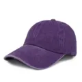 Vintage washed denim baseball cap in purple distressed cotton fabric for outdoors - Adjustable / Purple