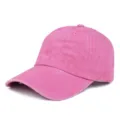 Close-up side view of a vintage pink washed cotton baseball cap with distressed texture - Adjustable / Pink