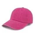 Klassische gewaschene pinkfarbene Denim-Baseballkappe mit Vintage-Finish für Damen. - Verstellbar / Fuchsia