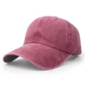 Vintage gewaschene rosa Denim-Baseballkappe für Damen, verstellbarer Used-Look Outdoor Hut - Verstellbar / Burgunderrot