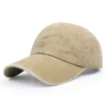 Gewaschene khakifarbene Denim-Baseballkappe im Distressed-Look mit Vintage-Ästhetik - Verstellbar / Khaki
