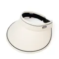 Detailed macro shot of women's beige UV protection sun visor hat with a wide brim - Adjustable 55-58 / Off White