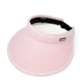 Top view of baby pink sun visor hat with white piping and adjustable strap - Adjustable 55-58 / Pink