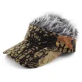Visera de camuflaje con peluca de pelo gris para tendencia callejera - Ajustable / Camuflaje de Bosque