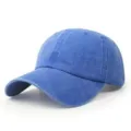 Klassische blaue Baseballkappe aus gewaschenem Denim mit Vintage-Finish und gebogenem Schirm. - Verstellbar / Saphirblau