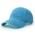 Vintage hellblaue gewaschene Denim-Baseballkappe mit klassischem Distressed-Finish für Damen - Verstellbar / Seeblau