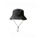Detailed view of black quick-drying waterproof foldable fisherman hat with drawstring - Gray
