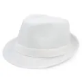 Klassischer weißer Fedora Panama Hut mit feiner Webstruktur und passendem Zierband - Einheitsgröße / Aufrollbarer Fedora Hut / Weiß