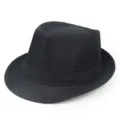 Detailansicht der atmungsaktiven Webstruktur dieses schwarzen Sommer-Fedora-Hutes für Herren - Einheitsgröße / Aufrollbarer Fedora Hut / Schwarz