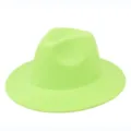 Solid neon green felt fedora hat for men and women classic jazz style top hat detail - One Size / Fluorescent Green