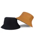 Wendbare einfarbige Fischerhüte in Schwarz und Senfgelb für Outdoor-Sonnenschutz - Einheitsgröße / Wendbar / Braun/Schwarz