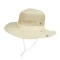 Breathable mesh sun hat in cream color with adjustable chin strap for outdoor fishing - Beige