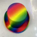 Vibrant rainbow striped top hat for colorful clown costumes and festive carnival parties - One Size / Rainbow Gradient