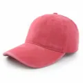 Distressed vintage washed cotton baseball cap in soft pink with classic solid design - Adjustable / Red
