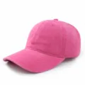 Hot pink washed cotton baseball cap with a distressed, vintage finish for a casual look - Adjustable / Rose Red