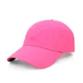 Close-up view of a vibrant pink breathable mesh baseball cap for sports and outdoor sun protection - Adjustable / Rose Red