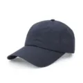 Detail view of navy blue mesh quick-dry baseball cap showing breathable laser holes - Adjustable / Black