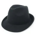 Classic black wool felt fedora hat for men featuring a stylish curved brim and pinched crown - M (56-58cm) / Black