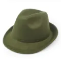 Classic olive green wool felt fedora hat with a pinched crown and elegant curved brim - M (56-58cm) / Army Green