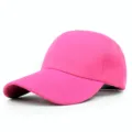 Macro view of bright pink cotton twill baseball cap with classic curved brim design - 56-58cm (Adjustable) / Rose Red