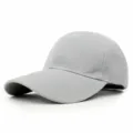 Detail of a plain light grey baseball cap with curved brim and twill fabric texture - 56-58cm (Adjustable) / Light Gray