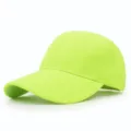 Macro view of neon green baseball cap showing textured fabric and curved brim design - 56-58cm (Adjustable) / Fluorescent Green