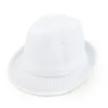 Makroansicht eines weißen, atmungsaktiven Mesh-Fedoras mit eleganter Lochstruktur - Weiß