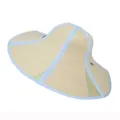 Natural foldable straw fan hat with blue striped trim for outdoor sun protection - One Size / 45 Brim / Blue