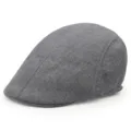 Vintage grey heathered flat cap for men with classic duckbill design for spring summer - One Size / Dark Gray
