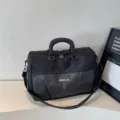 Large capacity black travel duffle bag for sports and fitness with a front mesh pocket - M / Black