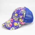 Stylish women's floral print baseball cap with blue breathable mesh back for summer - Mesh Style / Adjustable / Purple