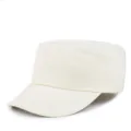 Classic minimalist beige flat top cadet cap for men and women outdoor breathable sunshade - Plain Style / Off White