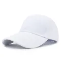 Classic solid white brushed cotton baseball cap with adjustable strap and curved brim - 56-58cm (Adjustable) / White