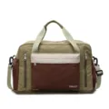 Large dry/wet separation gym bag in khaki and brown color blocking - One Size / Green