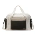 Large multifunctional sports gym travel bag in white and olive green color block design - One Size / Off White