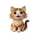 Lindo broche de esmalte de gato de dibujos animados con brillantes detalles de cristal - Naranja