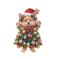 Spilla festiva a forma di cucciolo di Corgi con design albero di Natale in smalto e strass - Stile Natalizio Rosso e Verde