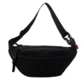 Borsa a tracolla nera minimalista in nylon con cinturino regolabile e fibbia a sgancio rapido - Taglia L / Nero
