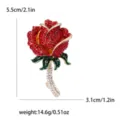 Eleganter roter Kristall Rosenblüten-Brosche für Damen mit Größen- und Gewichtangaben - Rot