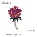 Eleganter lila Strass Rose Brosche Blumenanstecknadel für Damen mit Maßen und Gewicht - Lila