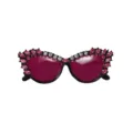 Elegante broche con forma de gafas de sol y diamantes de imitación rosas para accesorios - Púrpura