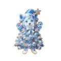 Adorabile spilla natalizia a forma di Corgi in smalto blu e bianco con strass brillanti - Stile porcellana blu e bianca