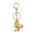 Exquisite gold parrot keychain with yellow enamel finish and sparkling crystal rhinestones - Yellow