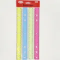 Juego de 4 reglas de plástico de colores de 30 cm con escala de 12 pulgadas y diseño hueco - Juego de 4 Piezas / Mezcla de 4 colores