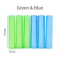 Set di sei cappucci per matite in plastica glitterata verde e blu, lunghezza 44 mm - Blu & Verde / 6 Pezzi/Confezione