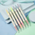 Detailed view of six double-ended dual-color highlighter pens for school and office - Chisel Tip / 12 Colors 6 Pcs Set