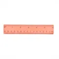 Detailaufnahme eines 15 cm langen, orangefarbenen, transparenten Lineals mit Skalen - 15cm / Orange