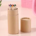 Eco-friendly colored pencils set in a natural kraft paper tube container for drawing - Short Style (12 Colors) / 12 Colors Set