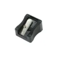 Top view of a black 12mm single-hole makeup pencil sharpener on white background - Single Bulk Pack / Black